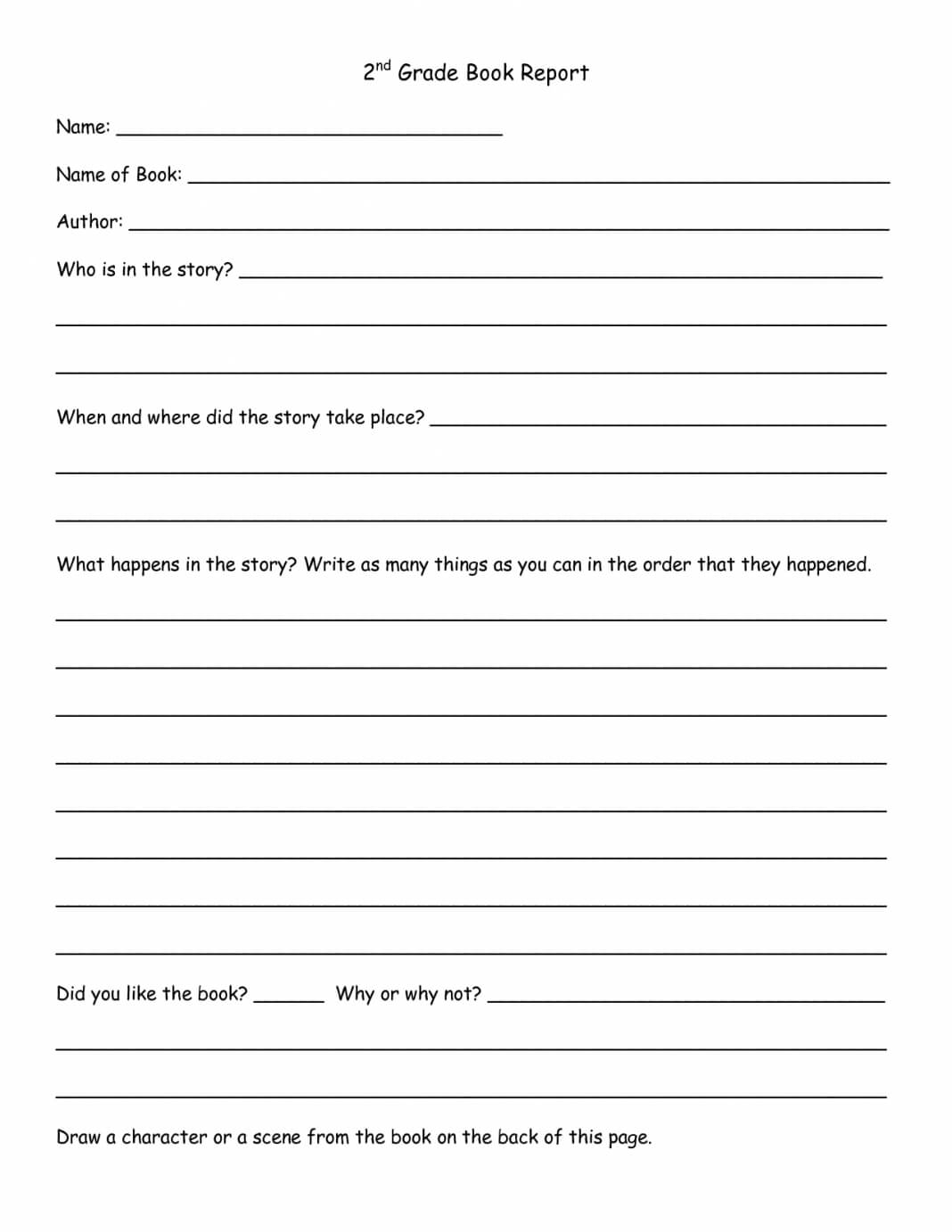 002 202Nd Grade Book Report Template Pdf Examples Free intended for 6Th Grade Book Report Template