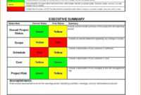 016 Project Management Plan Executive Summary Example for Executive Summary Project Status Report Template