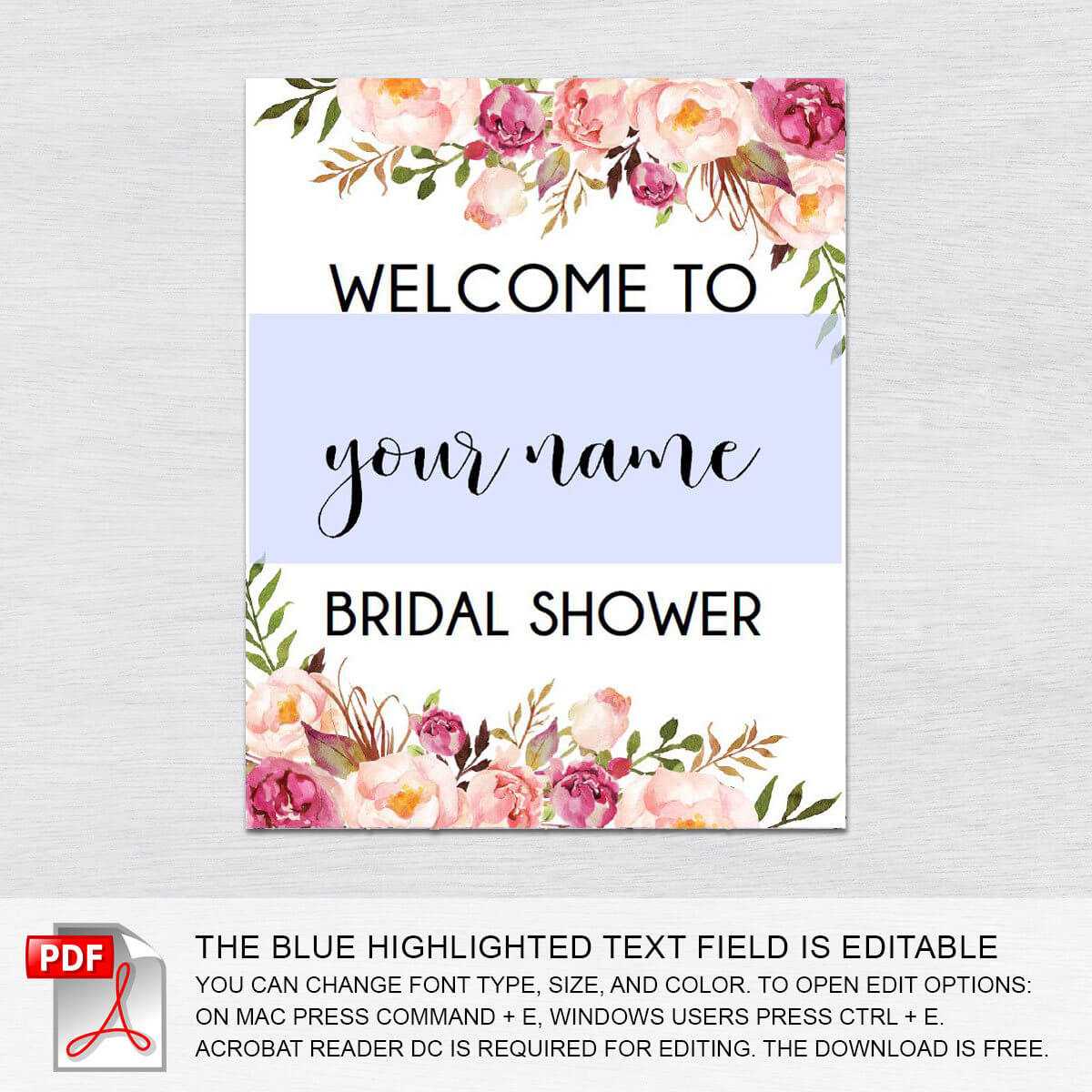 019 Free Printable Welcome Sign Templates Template Singular with regard to Free Bridal Shower Banner Template