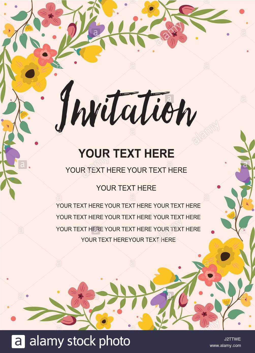 Anniversary Party Invitation Card Template. Colorful Floral with regard to Template For Anniversary Card