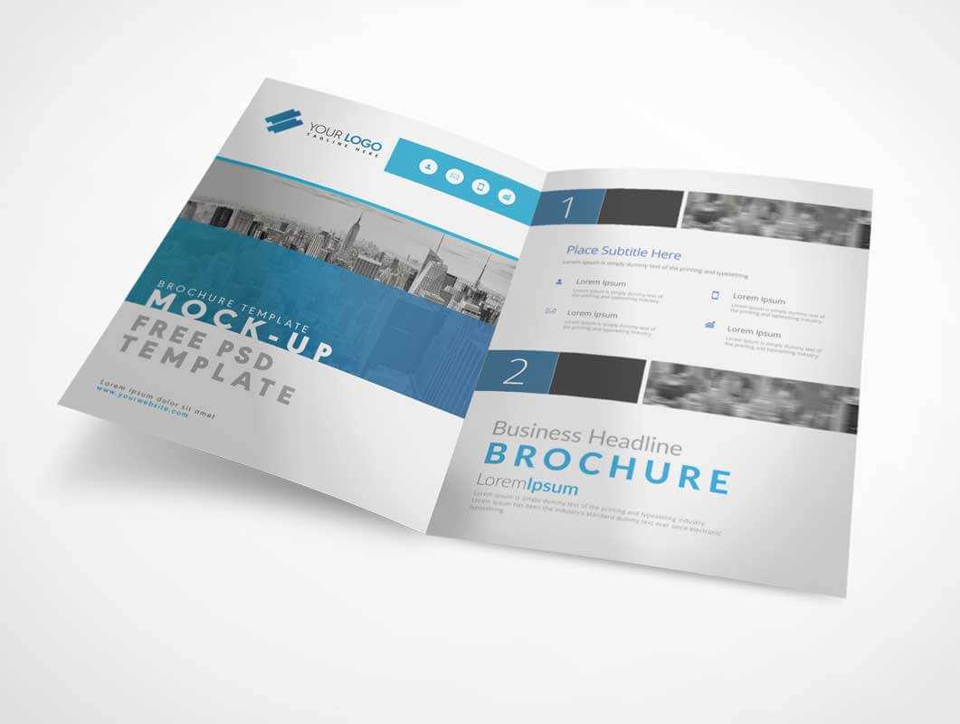 Bi Fold A4 Brochure Left &amp;amp; Right Panels Psd Mockup - Psd Mockups in Two Fold Brochure Template Psd