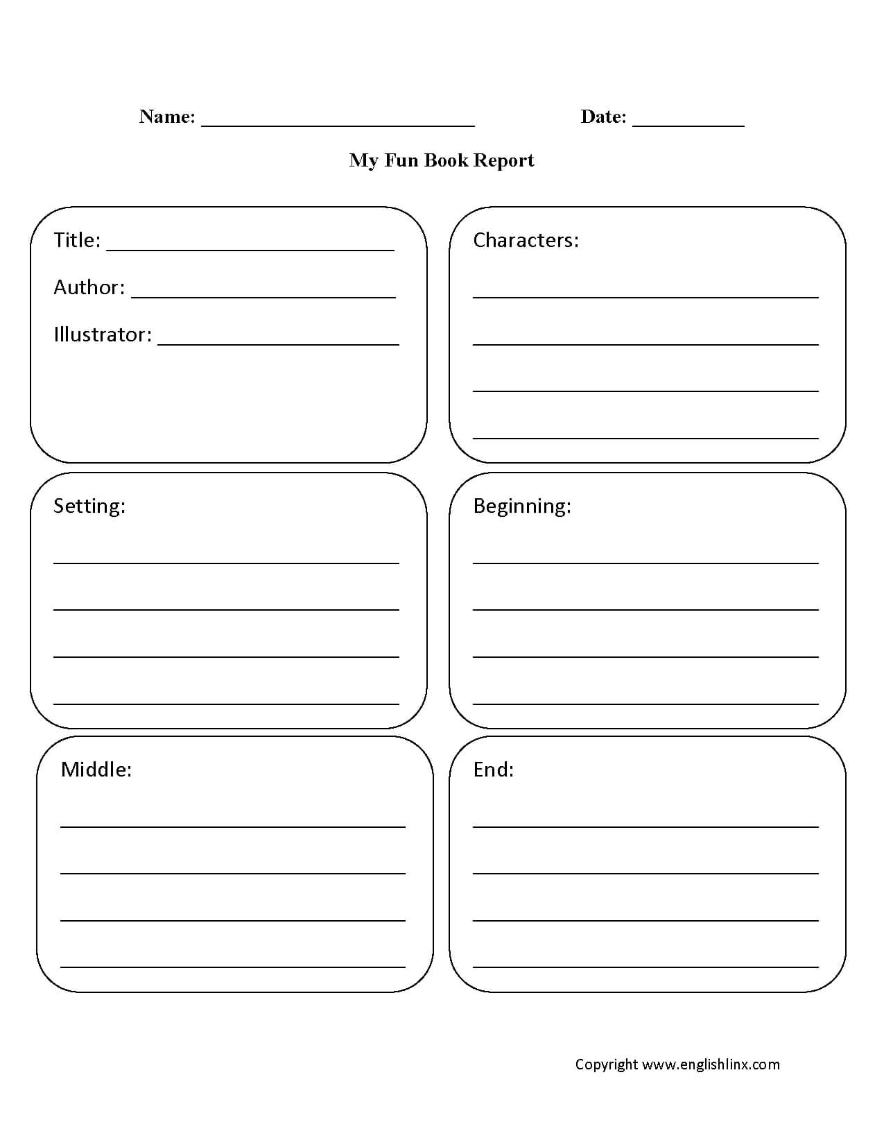 Englishlinx | Book Report Worksheets for 6Th Grade Book Report Template