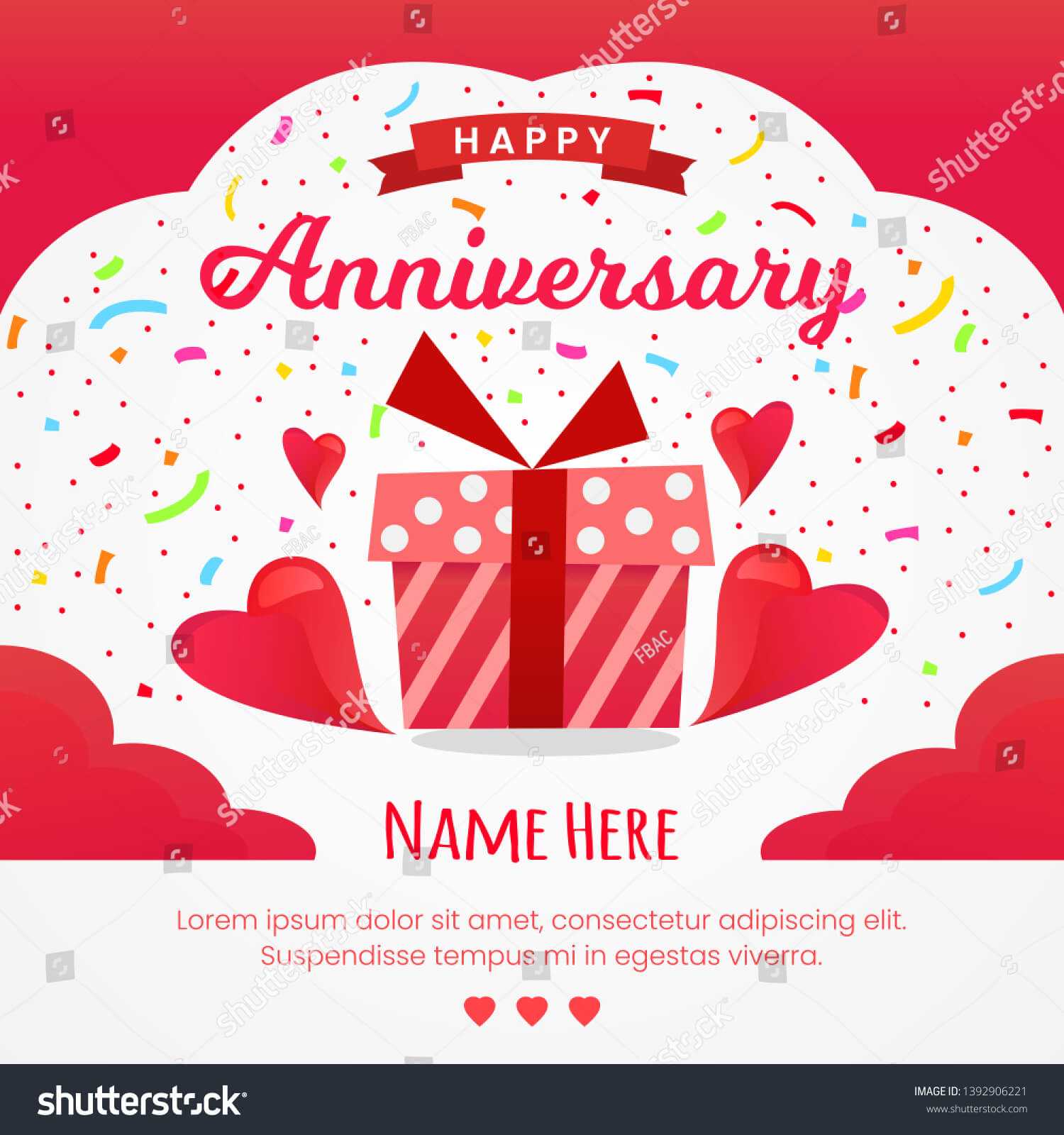 Happy Anniversary Card Design Template Stock Vector (Royalty pertaining to Template For Anniversary Card